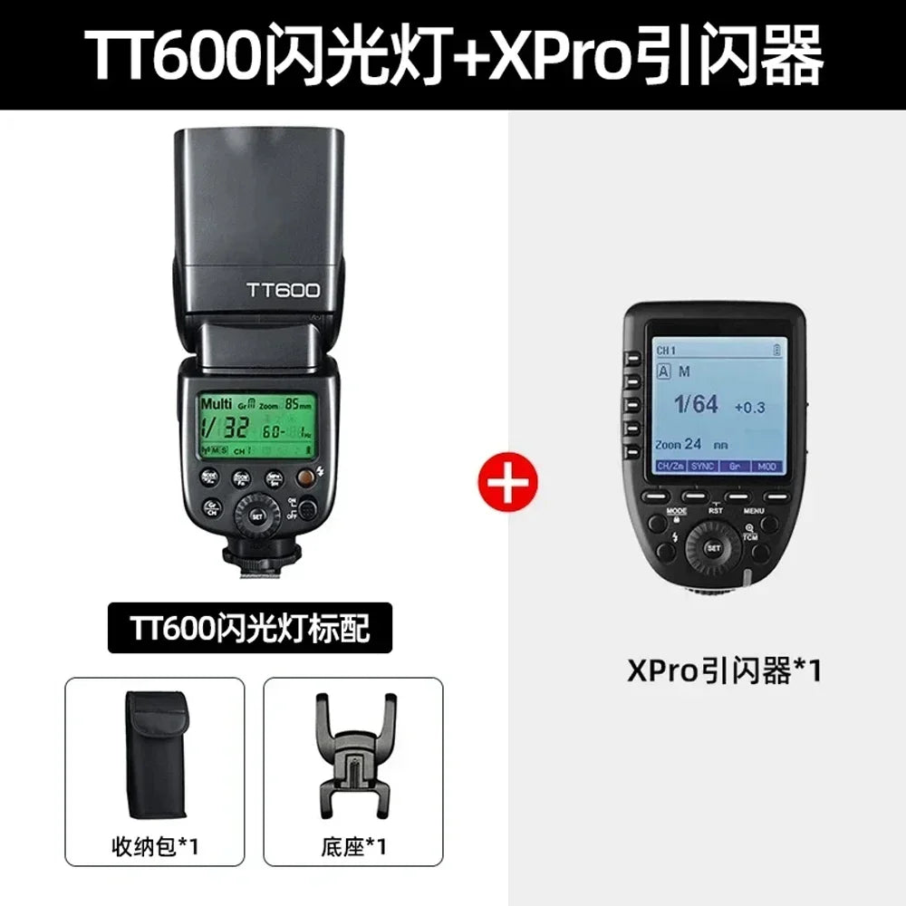 Godox TT600 2.4G Wireless Camera Flash – GN60 Speedlite Master/Slave for Canon, Nikon, Sony, Pentax, Olympus, Fuji, Lumix