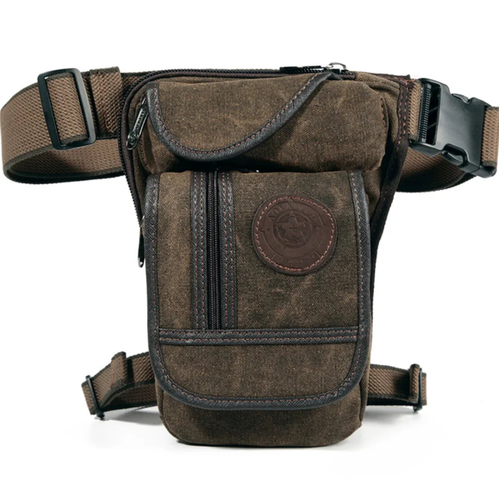 Men's Tactical Drop Leg Bag - Motorcycle Rider Waist Fanny Pack for Outdoor Sports - Military Messenger Crossbody Hip Bum Bag for Male Belt