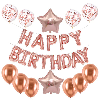 16-Inch Happy Birthday Foil Balloons Set – Pink & Blue Letter Balloons for Birthday Party Decoration