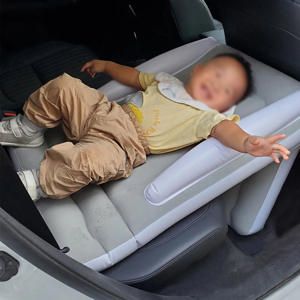 Infant & Kids Inflatable Mattress – Foldable Car Rear & Airplane Travel Flocking Air Bed