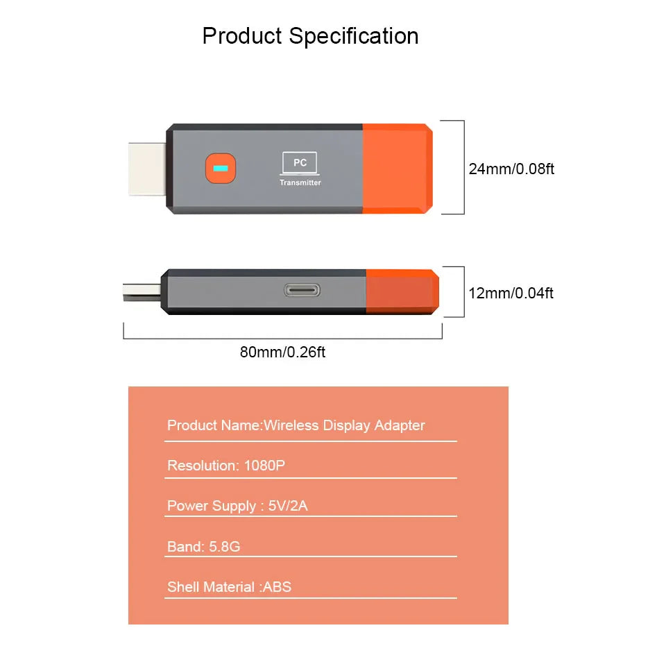 HDMI Wireless Transmitter & Receiver 1080P - 50M Video Display Extender for Camera, Laptop, PC to TV