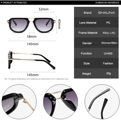 SHAUNA Retro Oval Sunglasses – Luxury Punk UV400 Shades for Women & Men
