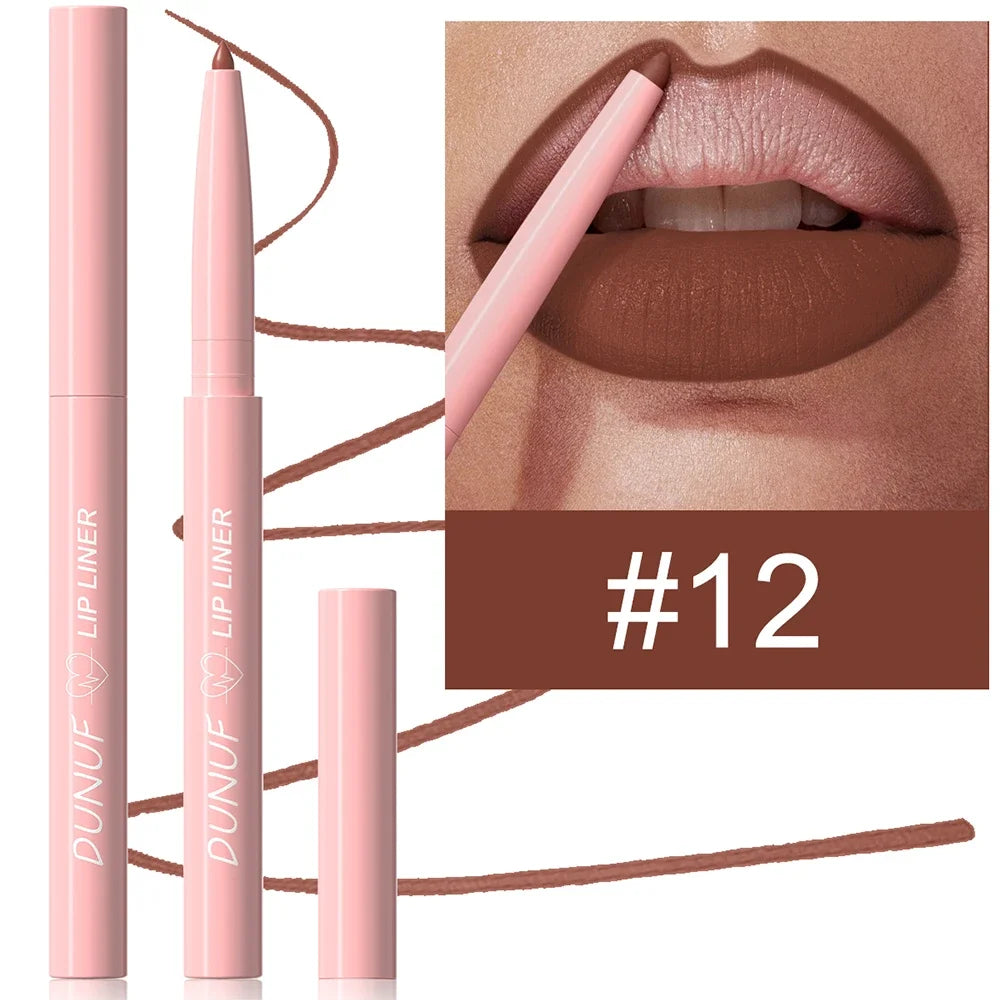 Matte Red Brown Lip Liner Pencil – Waterproof Slim Lip Contour Pen with Tapered Nib Long-Lasting Lip Stain