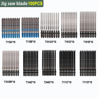 Jigsaw Blade Set T-Shank (10–100Pcs) – HCS/HSS Multi-Purpose Jig Saw Blades for Wood, Plastic & Metal Cutting Tool Accessories