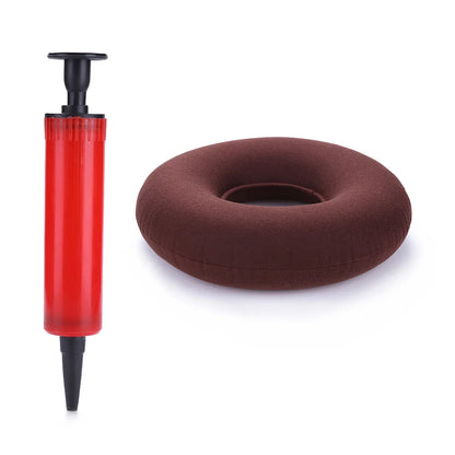 35cm Inflatable Hip Support Cushion – Medical Hemorrhoid Donut Seat Pad with Pump, Anti-Bedsore Round Massage Pillow