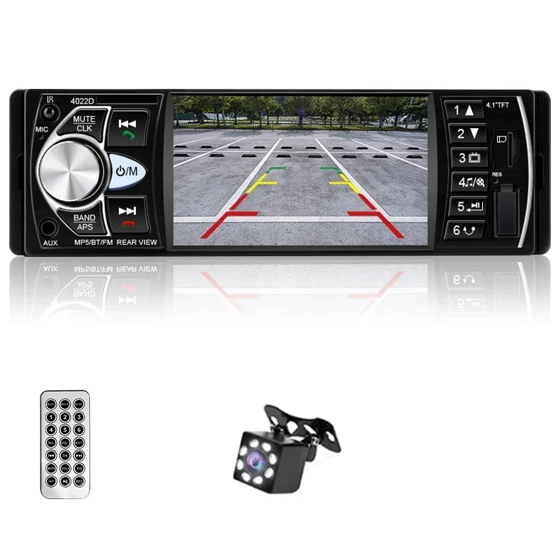 HIPPCRON 1DIN Car Stereo Radio 4.1 Inch MP5 Player - Bluetooth 5.0 FM USB Multimedia Player with Rear View & Steering Wheel Control