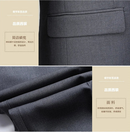 2023 Men’s Two-Button Wedding Suit — Korean Slim Fit Fashion Business Formal Two-Piece Set (Blazer + Trousers)