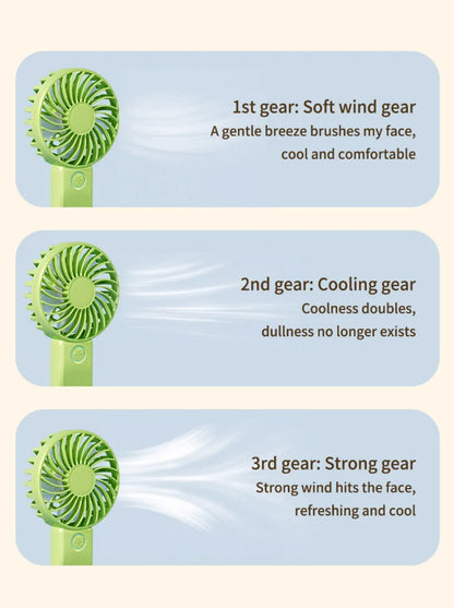 Portable Mini USB Fan – Handheld & Desktop Fan with Phone Holder, 3-Speed Adjustable Wind, Long Battery Life, Multi-Function Cooling Fan