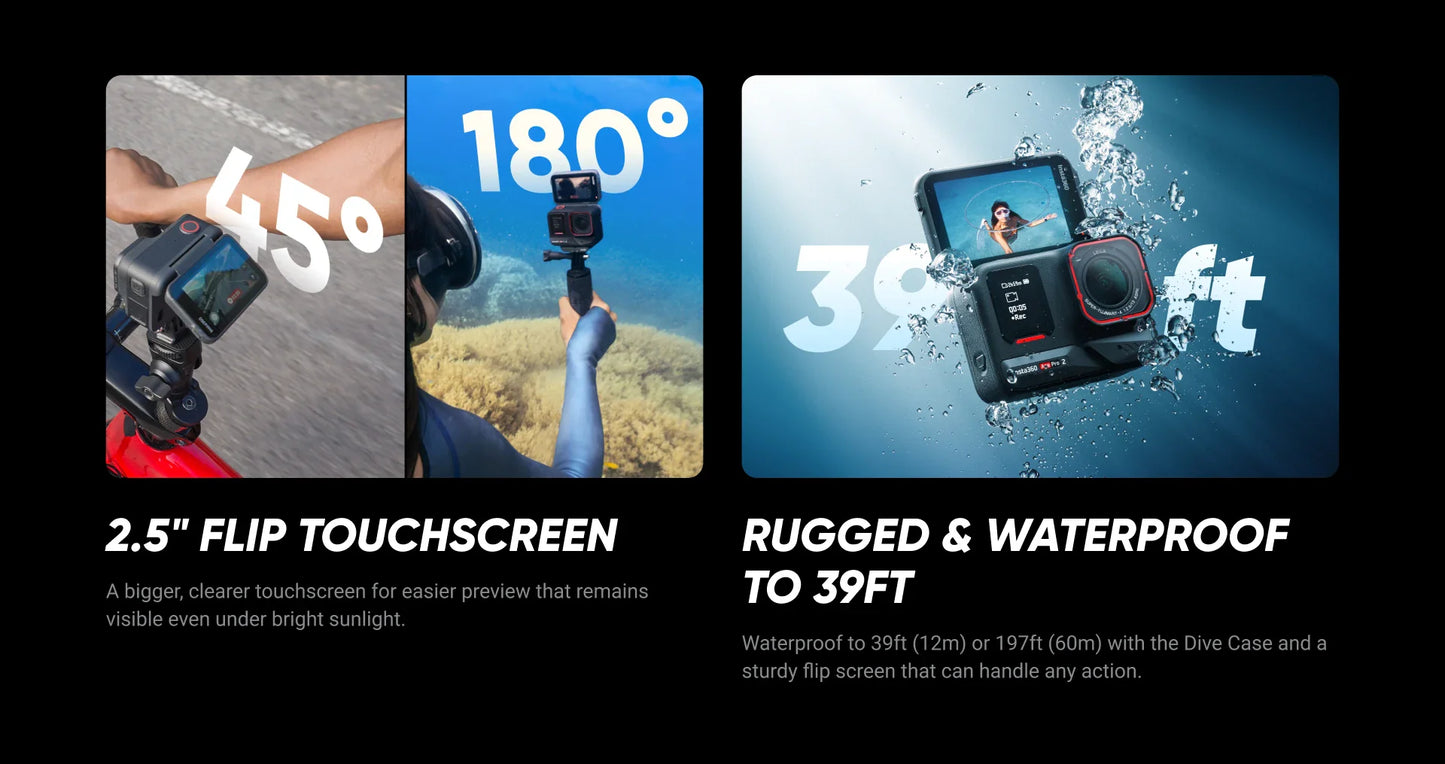 Insta360 Ace Pro 2 – 8K Waterproof Action Camera Co-Engineered with Leica, 1/1.3" Sensor, Dual AI Chip, Superior Low Light Performance