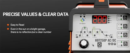 HITBOX 200A 6-in-1 HF TIG AC/DC Aluminum Welder — MMA ARC Argon Digital Pulse Stainless Welding Machine, 2T/4T HBT250P 220V