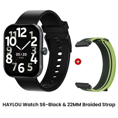 HAYLOU Watch S6 Smartwatch — 2.01" HD Display, Bluetooth Voice Calls, IP68 Waterproof Fitness Tracker