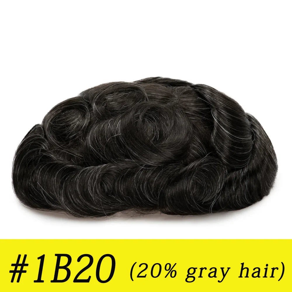 Ultra Thin Skin 0.03mm Men’s Toupee Human Hair Wig – Natural Hair Replacement System Lightweight Male Hairpiece