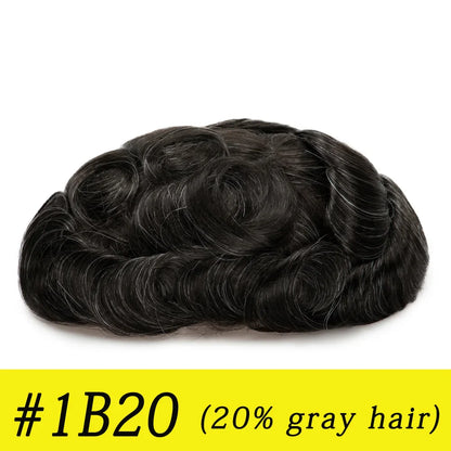 Ultra Thin Skin 0.03mm Men’s Toupee Human Hair Wig – Natural Hair Replacement System Lightweight Male Hairpiece