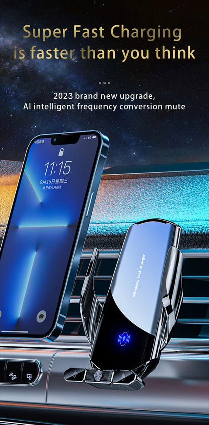 Car Magnetic Cell Phone Holder & Wireless Charger - 360° Rotatable Mount for iPhone 14, Xiaomi, GPS Support