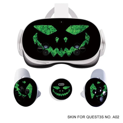 Skin Stickers for Meta Quest 3S VR Headset & Controllers – Vinyl Protective Decals with Halloween Pattern for Oculus 3S
