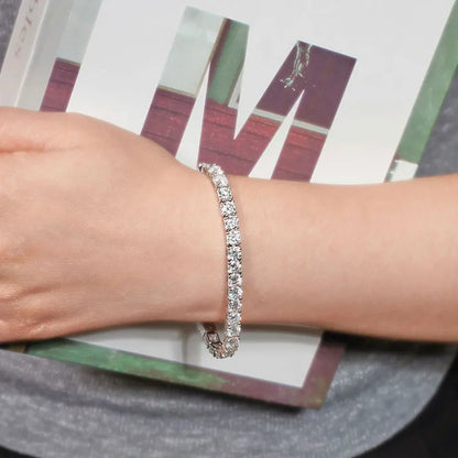 Sterling Silver 925 Moissanite Tennis Bracelet – 0.3CT Full Row Sparkling Moissanite Jewelry