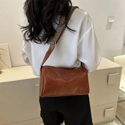 Vintage PU Leather Boston Handbag – Small Women’s Crossbody Purse for Casual Travel & Fashion