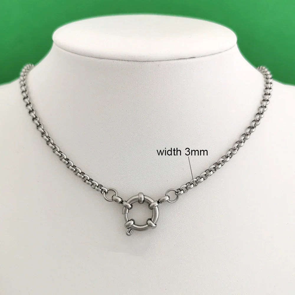 Spring Sailor Clasp Necklace – Stainless Steel Paperclip Link Chain Choker for Women & Men, Geometric PVD Gold Jewelry