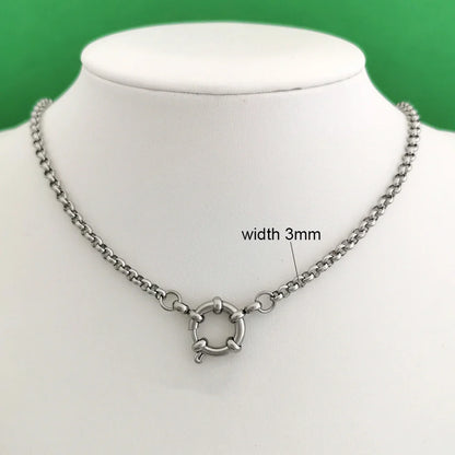 Spring Sailor Clasp Necklace – Stainless Steel Paperclip Link Chain Choker for Women & Men, Geometric PVD Gold Jewelry