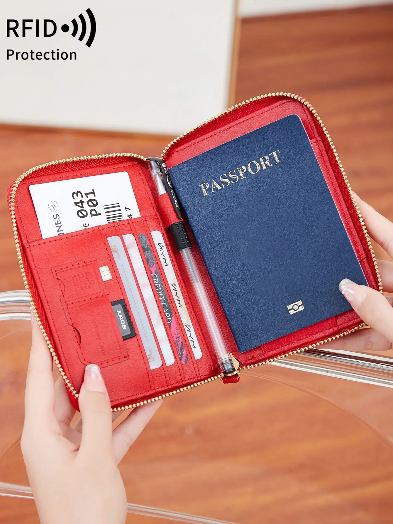 New Retro RFID PU Leather Passport Bag – Fashionable Multifunctional Passport Cover & Travel Clip for Men & Women