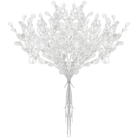 Artificial White Crystal Acrylic Water Droplet – Handmade Christmas & Wedding Bridal Bouquet, Wreath, Hairpin DIY Decor Accessory