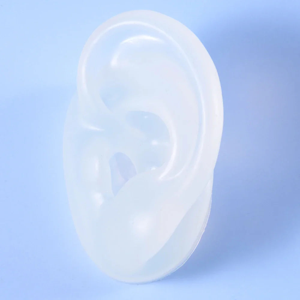 Soft Silicone Ear Model Display Stand – Tattoo Practice & Body Piercing Jewelry Holder with Acrylic Earring Display Kit for Training & Showcase