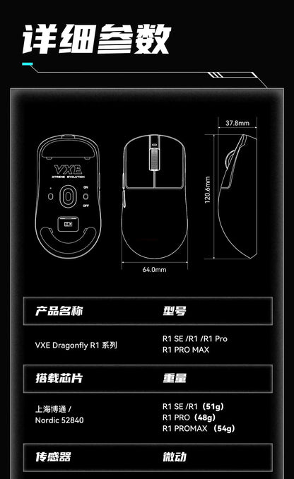 Vxe Dragonfly R1 Pro Max Wireless Gaming Mouse – Lightweight Paw3395 Nordic52840, 2kHz Smart Speed, Low Latency FPS Mouse Gift