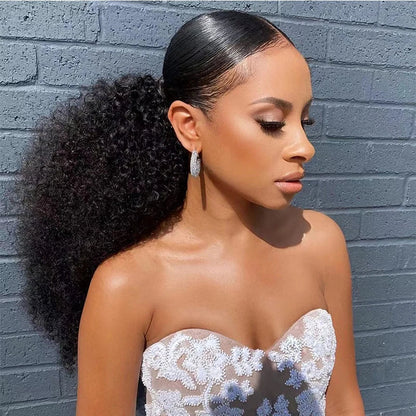 Afro Kinky Curly Drawstring Ponytail Extension - Synthetic Heat Resistant Hair Piece for African Women