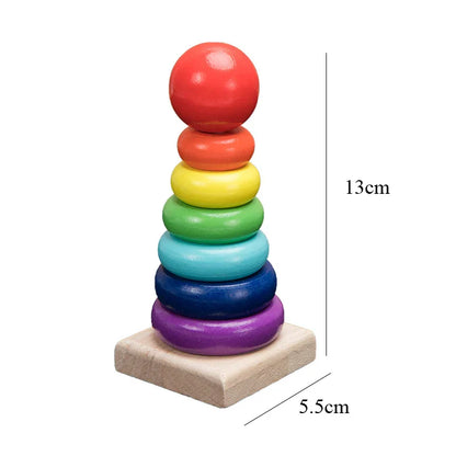 Hot Kids Montessori Wooden Toys – Macaron Blocks, Music Rattles, Colorful Educational Learning Blocks for Babies