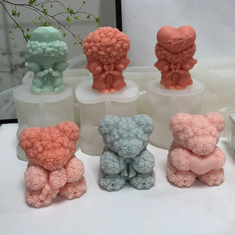 3D Bear Hug Love Silicone Candle Mold | DIY Cute Bear Pet Candle Making Supplies | Handmade Soap, Plaster, Resin Mold | Home Decor Gift