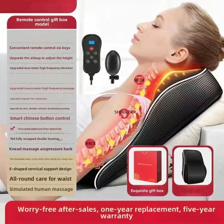 Manufacturer Direct Electric Shiatsu Neck & Head Massager Pillow with Heating and Vibration – Cervical Traction Car Back Massager