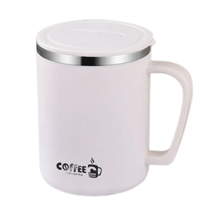 WORTHBUY 480ml Stainless Steel Insulated Coffee Mug – Double Layer Thermal Travel Cup with Lid, Handle & Leak-Proof Design