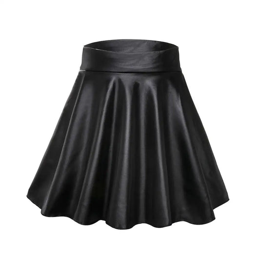 Women’s High Waist Mini Skirt — Elastic Faux Leather Short Skirt