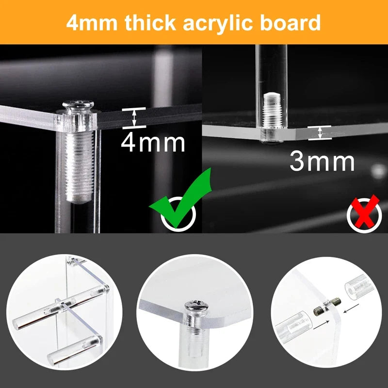 Acrylic Display Stand Rack - 1-4 Tier Transparent Trapezoid Organizer Shelf For Cupcakes, Perfume, Dolls & Collectibles
