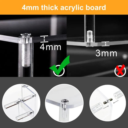 Acrylic Display Stand Rack - 1-4 Tier Transparent Trapezoid Organizer Shelf For Cupcakes, Perfume, Dolls & Collectibles