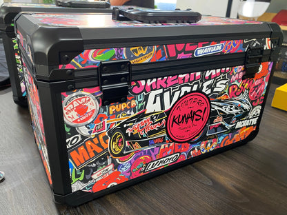 KUNAISI Aluminum Alloy Toolbox - Durable Double Layer Multi Functional Adjustable Storage Case 43×23×24.5cm