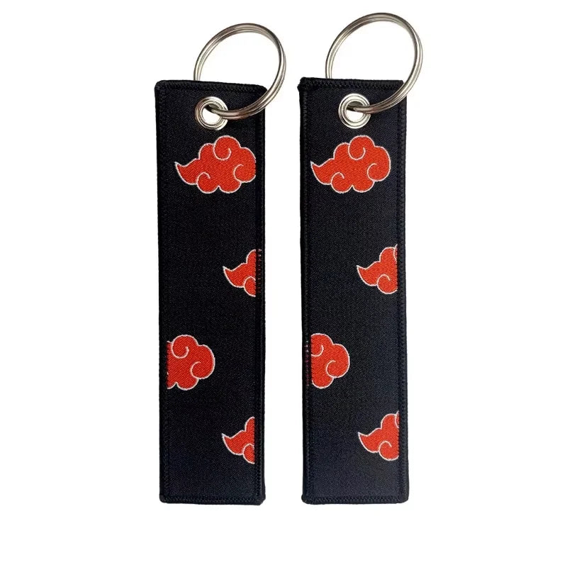 Naruto Itachi Keychain — Anime Embroidery Key Fob for Men, Cartoon Motorcycle & Car Keys, Backpack Pendant Gift