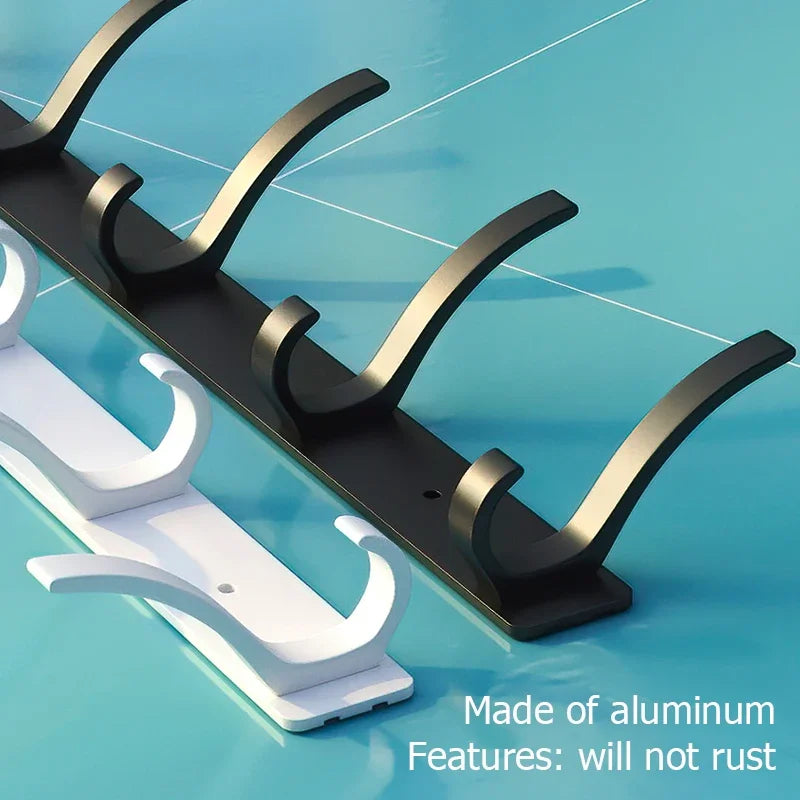 Folding Wall Robe Hooks - Black & White Towel, Coat & Clothes Hanger for Bathroom & Kitchen