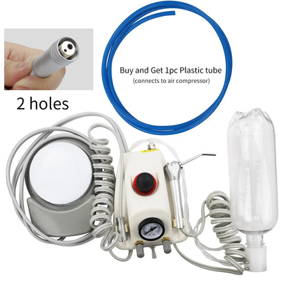 Portable Dental Turbine Unit – Works with Air Compressor, 3-Way Syringe, 2/4 Holes, Teeth Whitening Dentistry Equipment