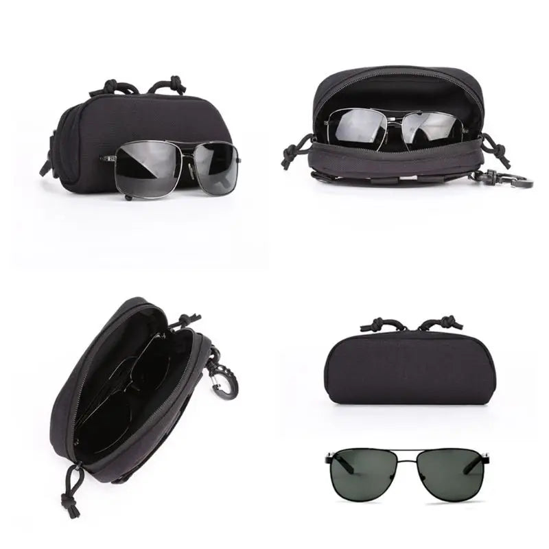 Tactical MOLLE Shockproof Eyeglass Case – Portable 1000D Nylon Protective Hunting Sunglasses Box