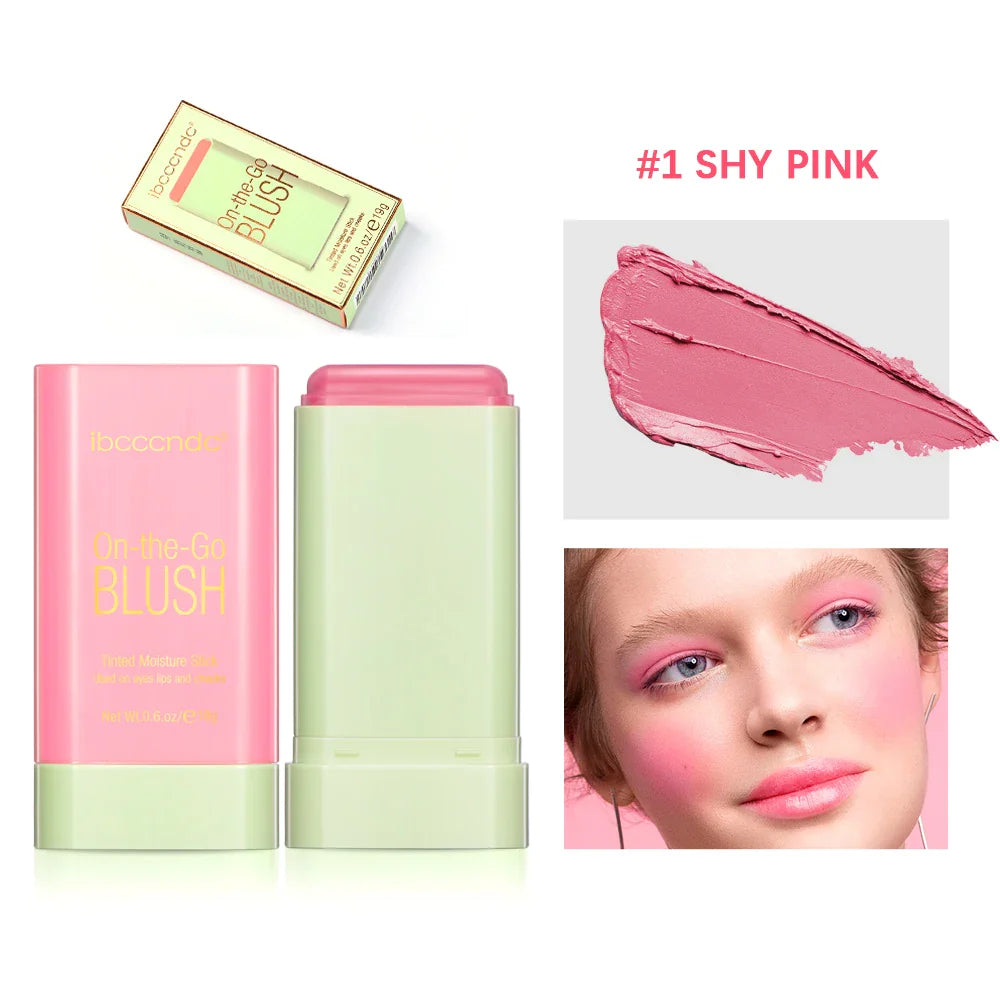Waterproof Cream Blush Stick — High-Pigment Makeup Rouge for Brightening Skin Tone