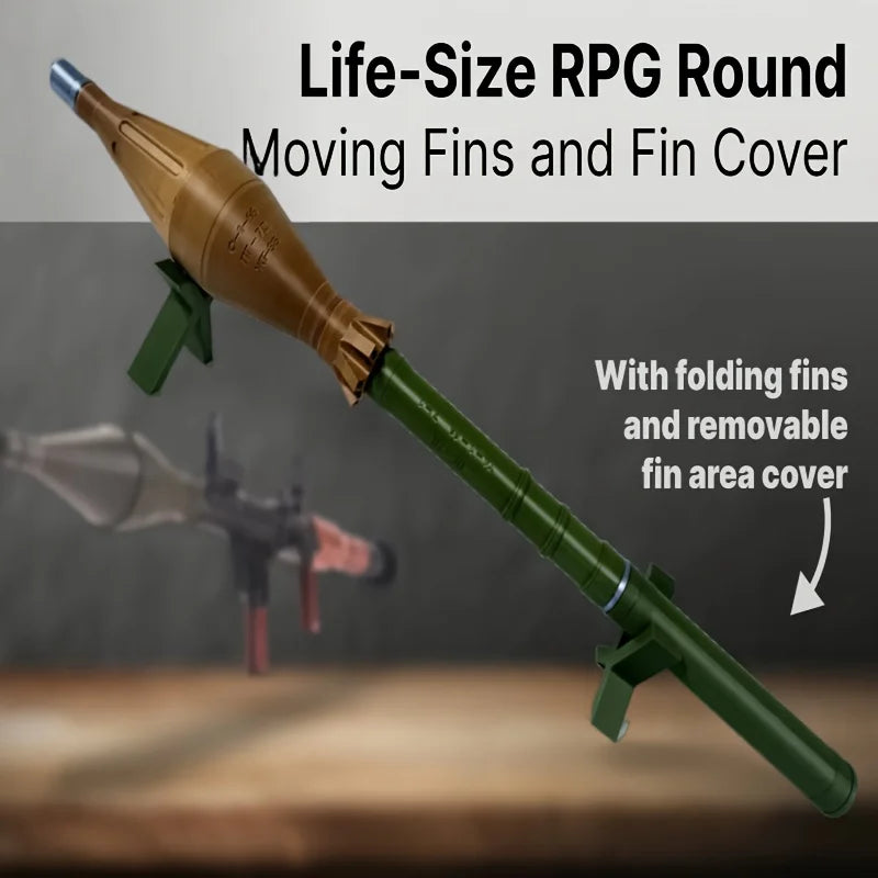1:1/1:2 Scale RPG Rocket Model – High-Strength ABS with Folding Fins & Removable Cover for Home, Office, and Airsoft Gun Display