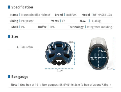 BATFOX MTB Cycling Helmet — Integrally-Molded Mountain Bike Helmet for Speed & Safety