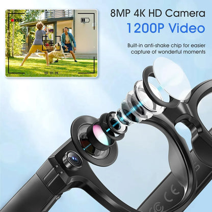 800W AI Smart Camera Glasses for Men – Color-Changing Smart Sunglasses with Translation, Photo & Video Recording, Waterproof Call Eyewear
