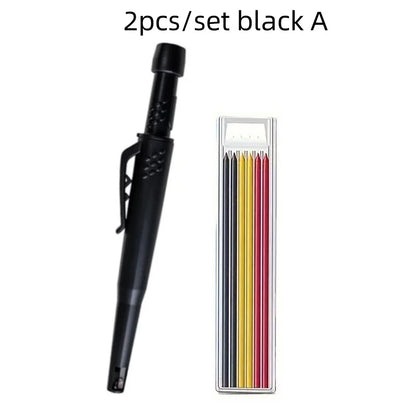 Solid Carpenter Pencil Set — 2.8mm Mechanical Pencil Marker with Built-In Sharpener for Woodworking, Construction, and Architecture