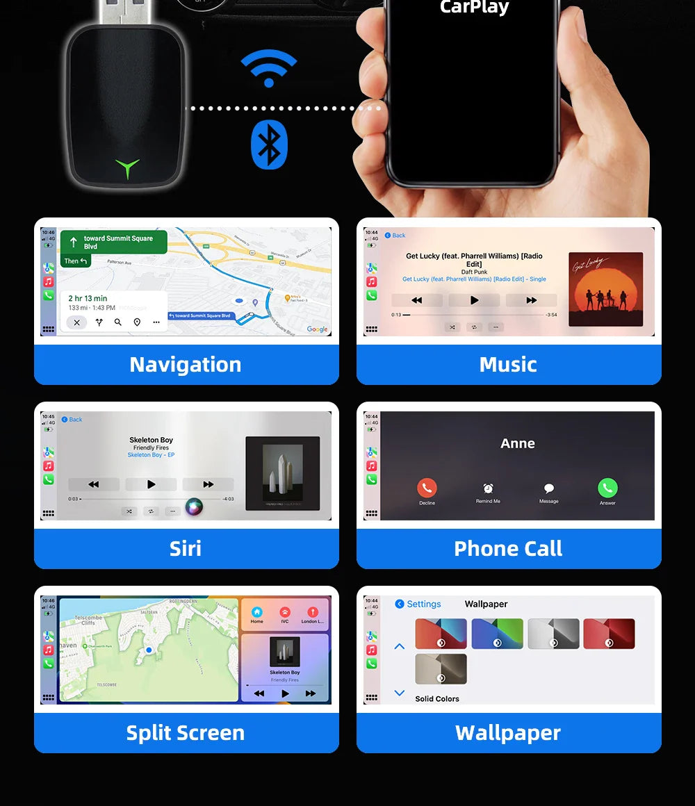 New 2-in-1 Wired to Wireless CarPlay & Android Auto Adapter – Smart Box with 5GHz WiFi, Fast Plug & Play Connection