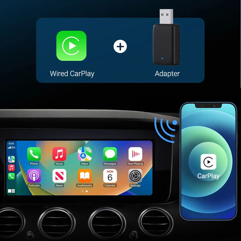 2025 2-in-1 Wired to Wireless CarPlay Adapter – Android Auto Smart Box, Plug & Play, Universal with OTA Update