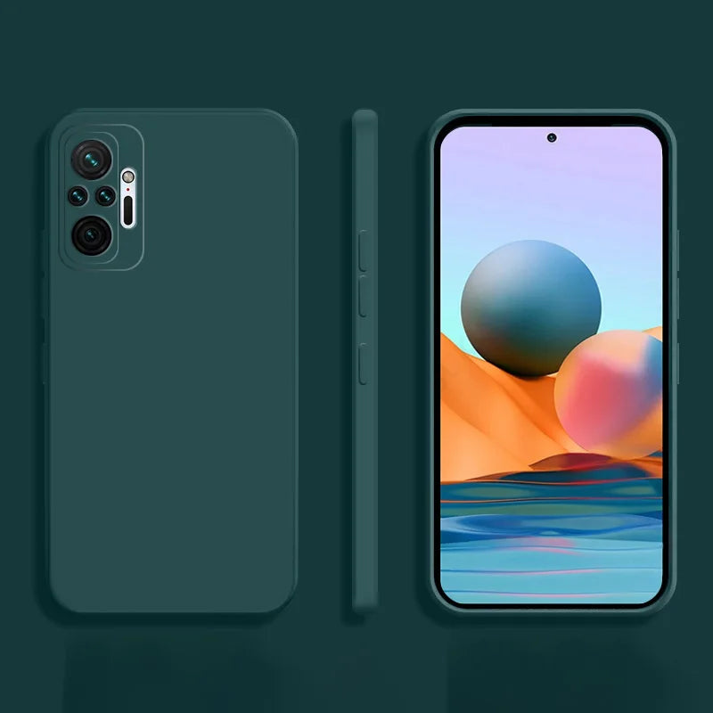 Square Liquid Silicone Phone Case for Xiaomi Redmi Note 10 Pro Max / 10S / 10T 5G Soft Shockproof Protective Cover