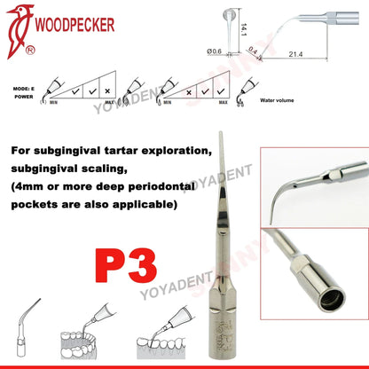 Woodpecker Dental Scaler Tips – Ultrasonic Tooth Cleaning, Endo & Perio Scaling Tips, Fit EMS UDS Scaler Handpiece