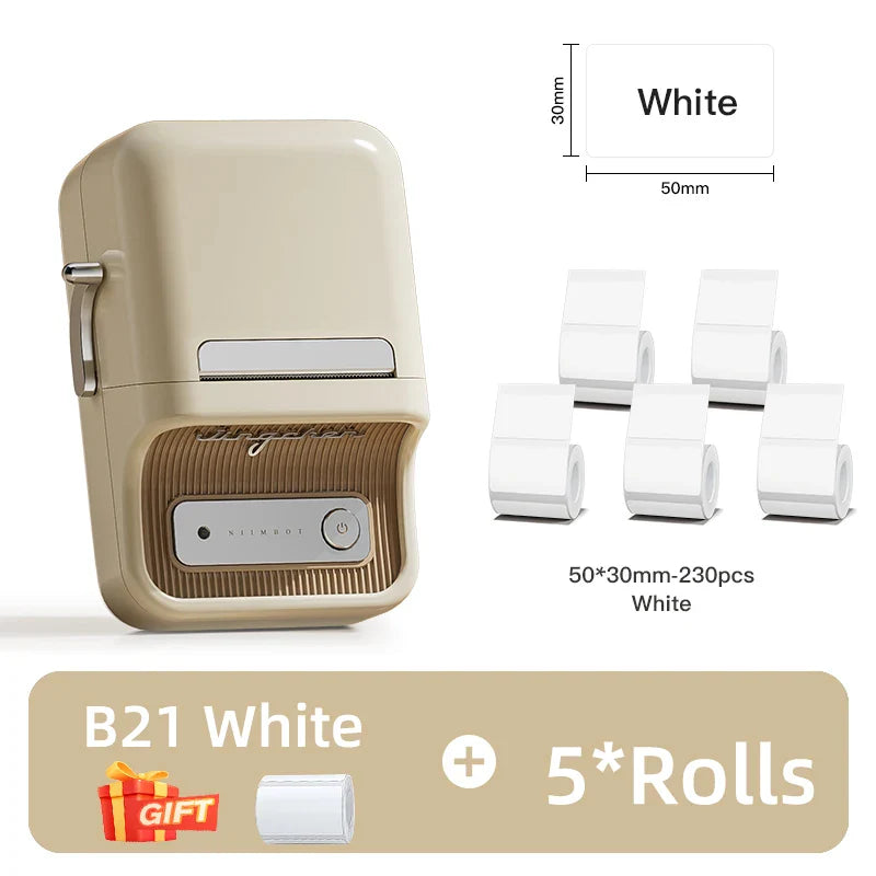 NIIMBOT B21 Portable Thermal Printer – 1500mAh Wireless Sticker Printer with Self-Adhesive Labels for Barcode, Clothing & Jewelry